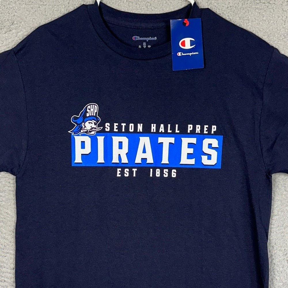 NEW Seton Hall Prep Pirates Champion T-Shirt Mens Medium Navy Short Sleeve Tee